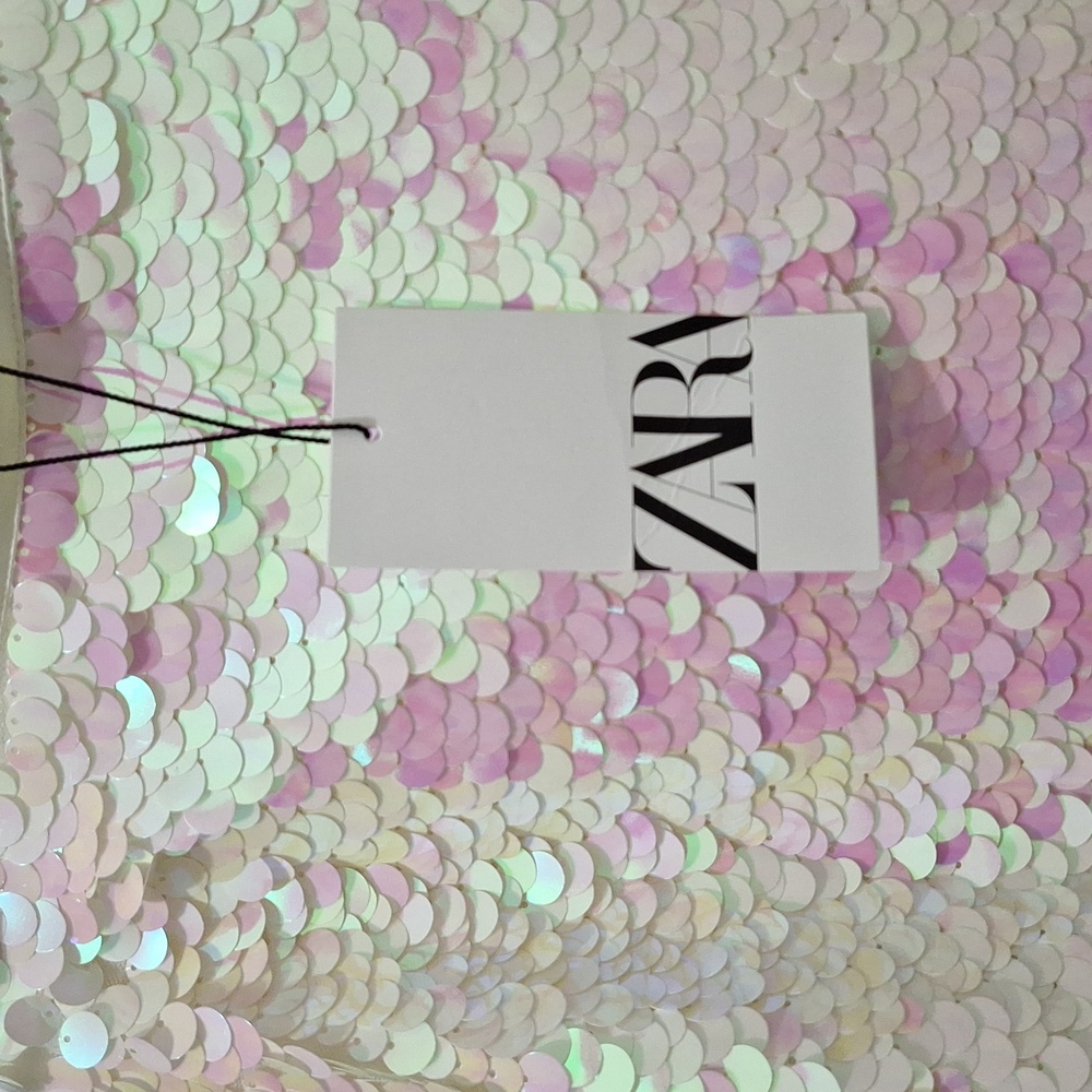 NWT Zara white Sequin mini Skirt - Picture 5 of 6